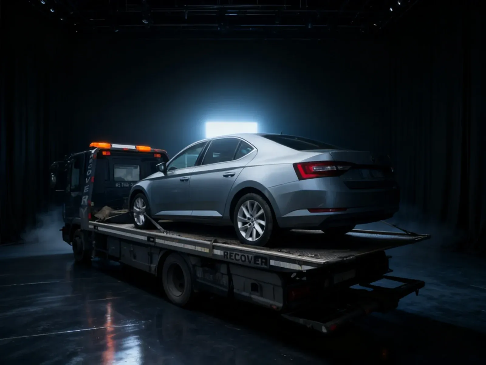 Skoda Superb recovered onto the Alan Dawson Autoworks flatbed in Dublin