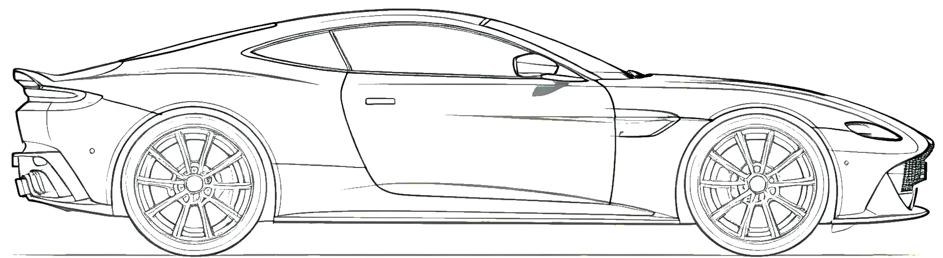 Wireframe drawing of a car, marking progress through the four steps of a service at Alan Dawson Autoworks