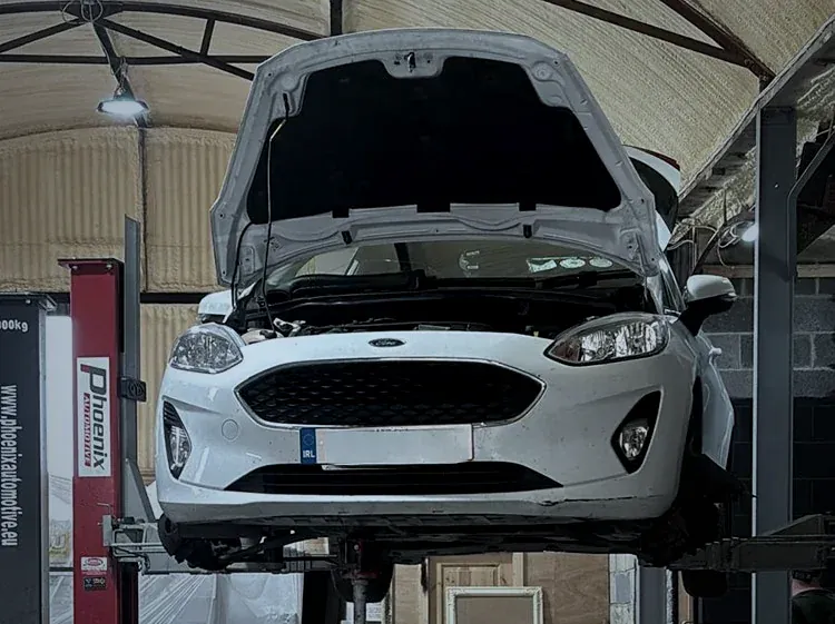 Pre-NCT inspection under way on a car in Navan