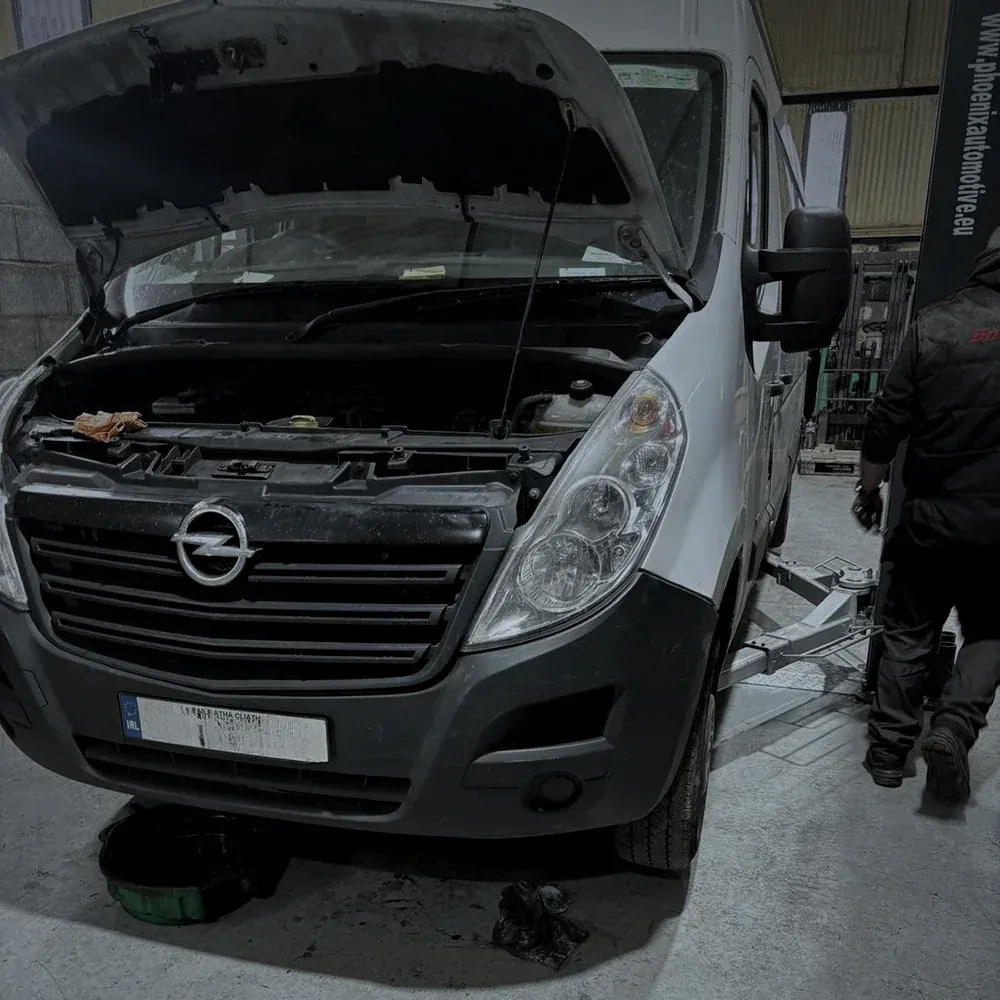 Opel Movano van being serviced at the Navan workshop