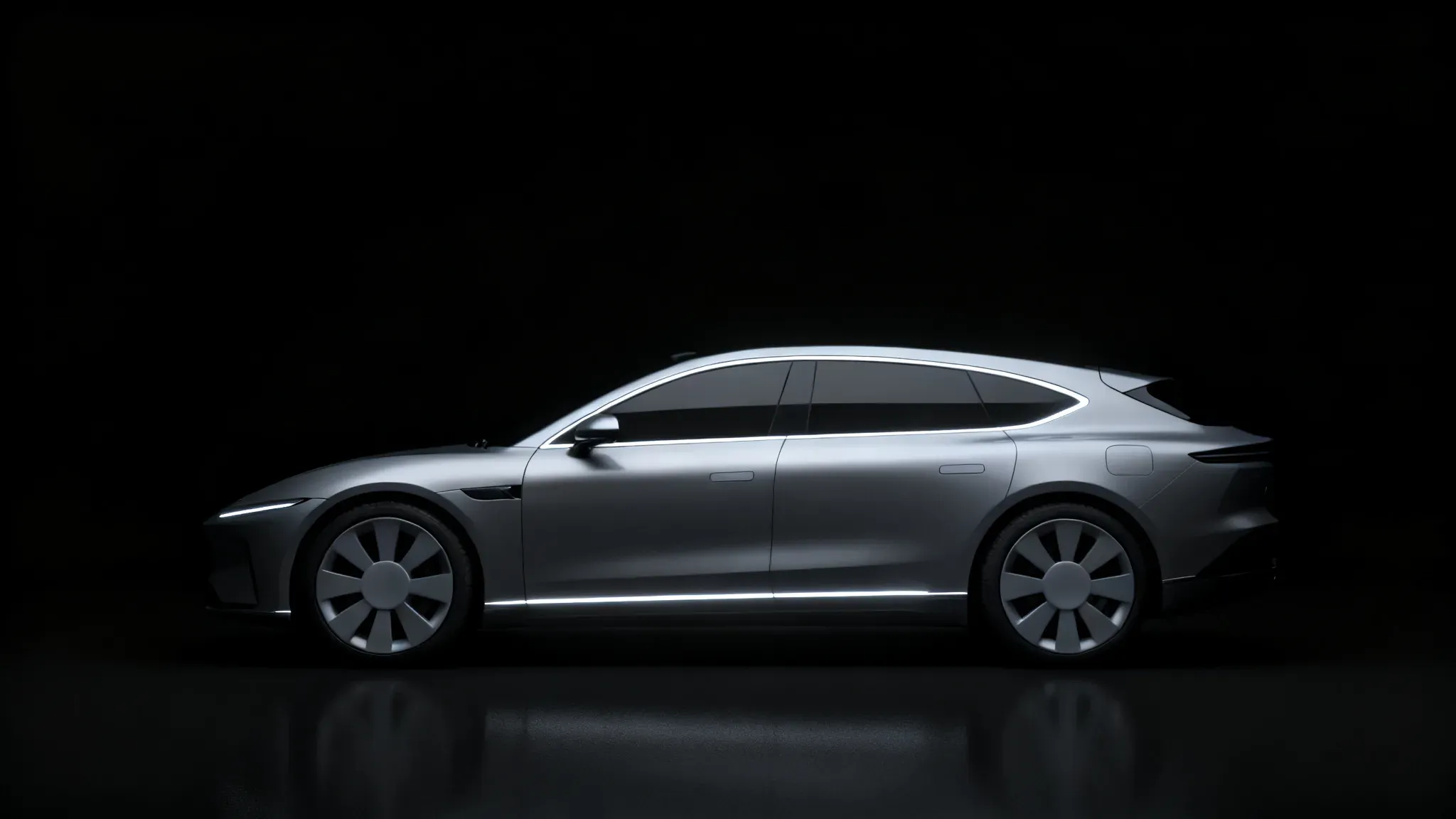 Car in side profile with the main service check points marked: engine and diagnostics, brakes, electrical and battery, and tyres and alignment